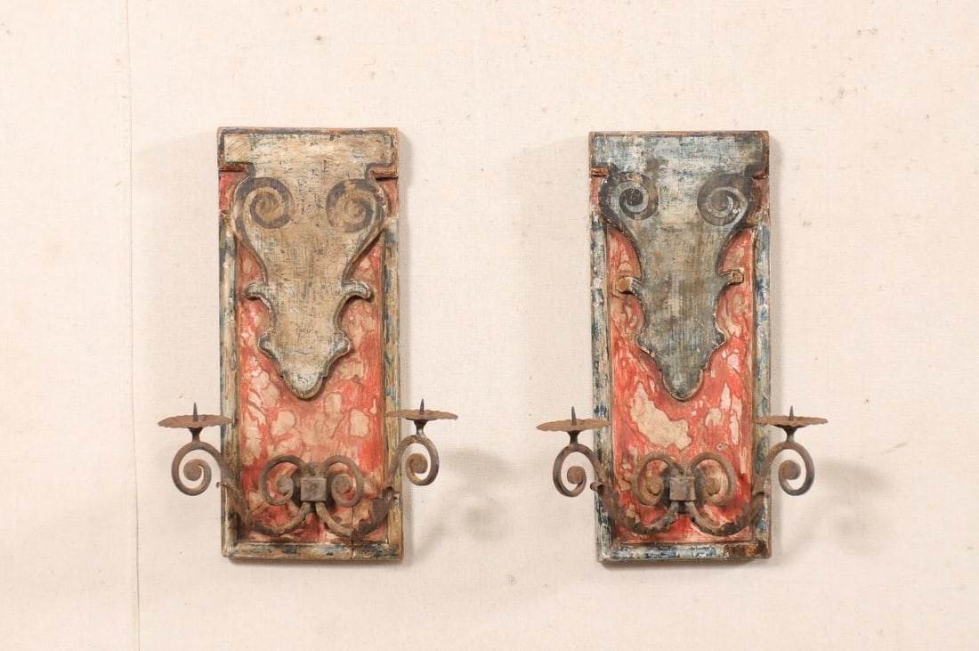 19th Century Italian Wall Mounted Candle Sconces - A Pair - 3