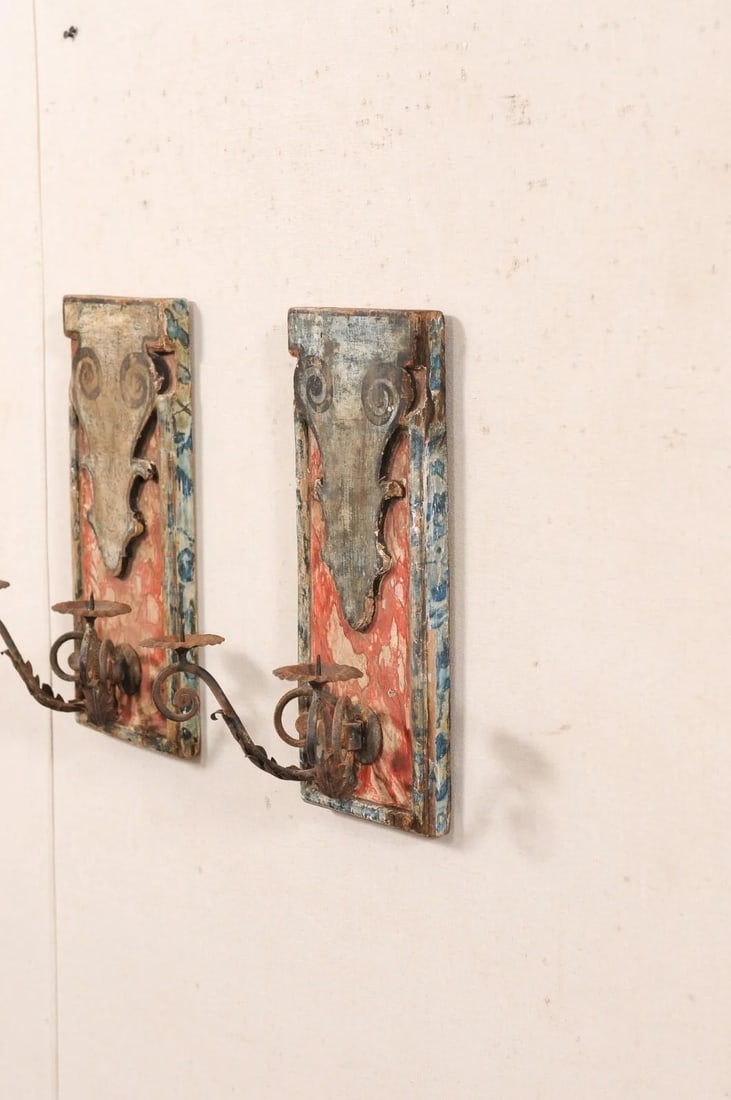 19th Century Italian Wall Mounted Candle Sconces - A Pair - 6