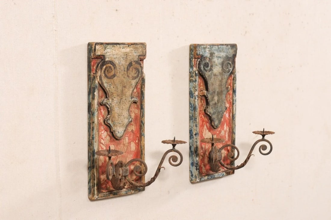 19th Century Italian Wall Mounted Candle Sconces - A Pair - 7