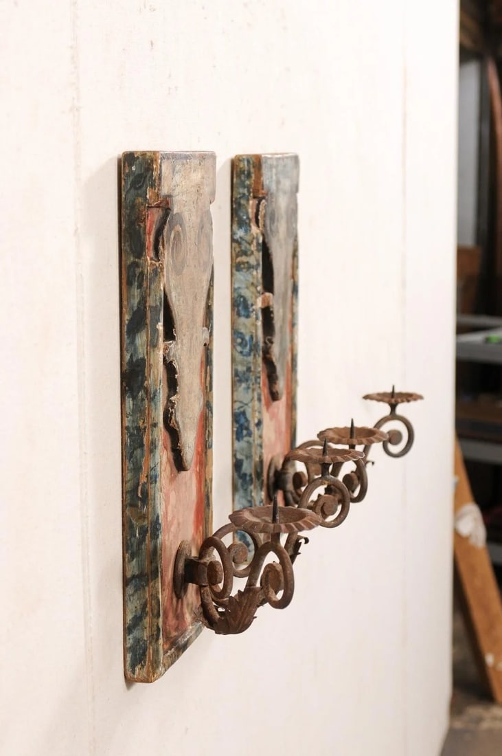 19th Century Italian Wall Mounted Candle Sconces - A Pair - 8