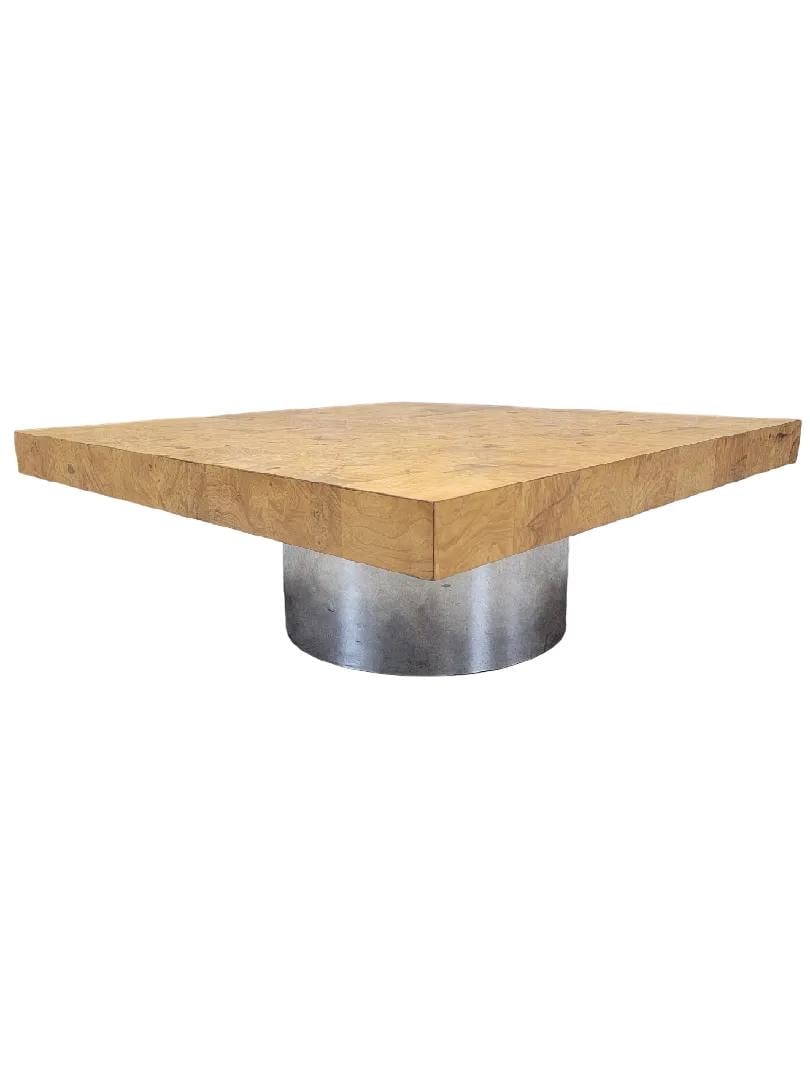MCM Milo Baughman Style Burl Coffee Table by Pace - 3