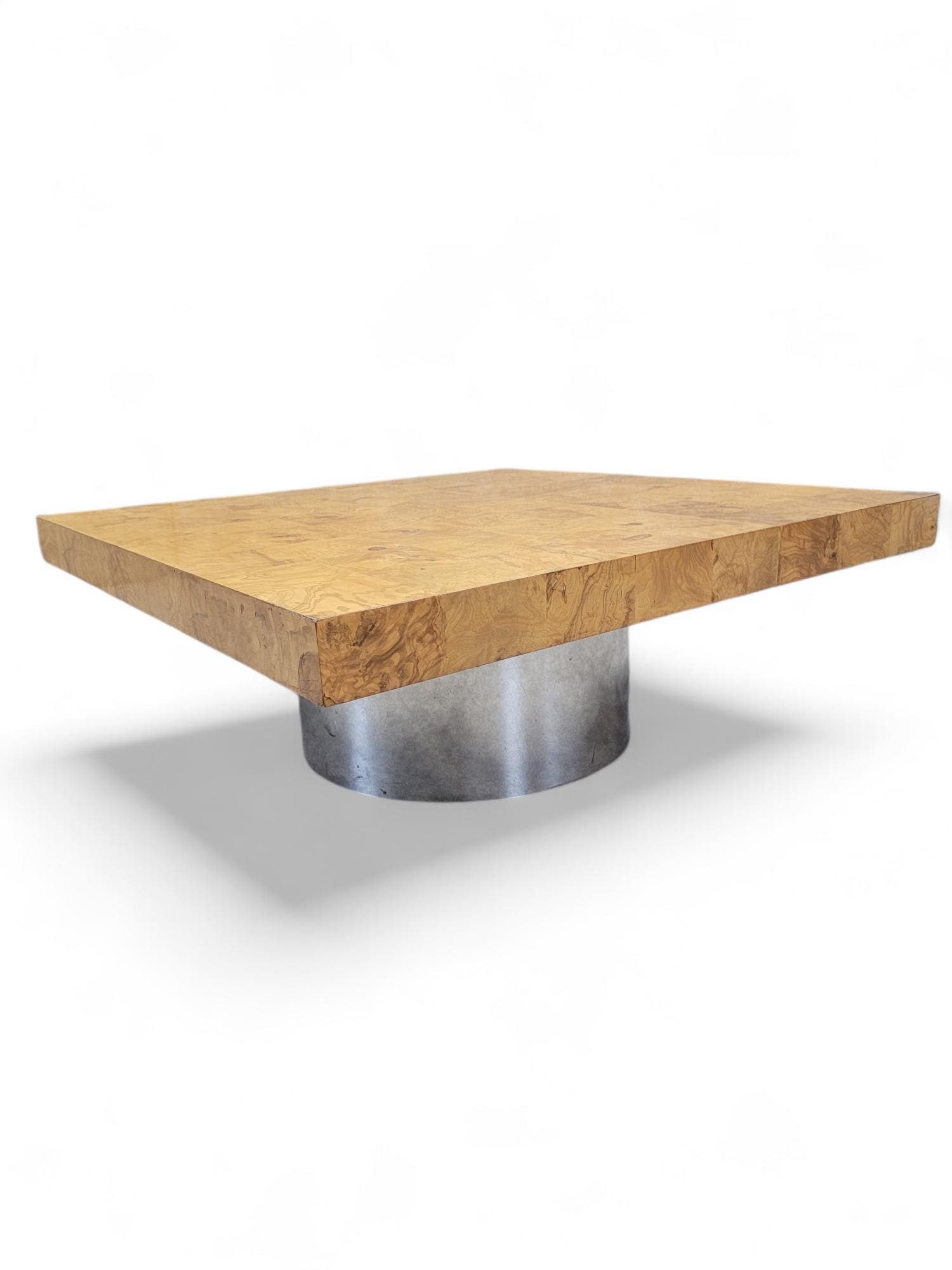 MCM Milo Baughman Style Burl Coffee Table by Pace - 7