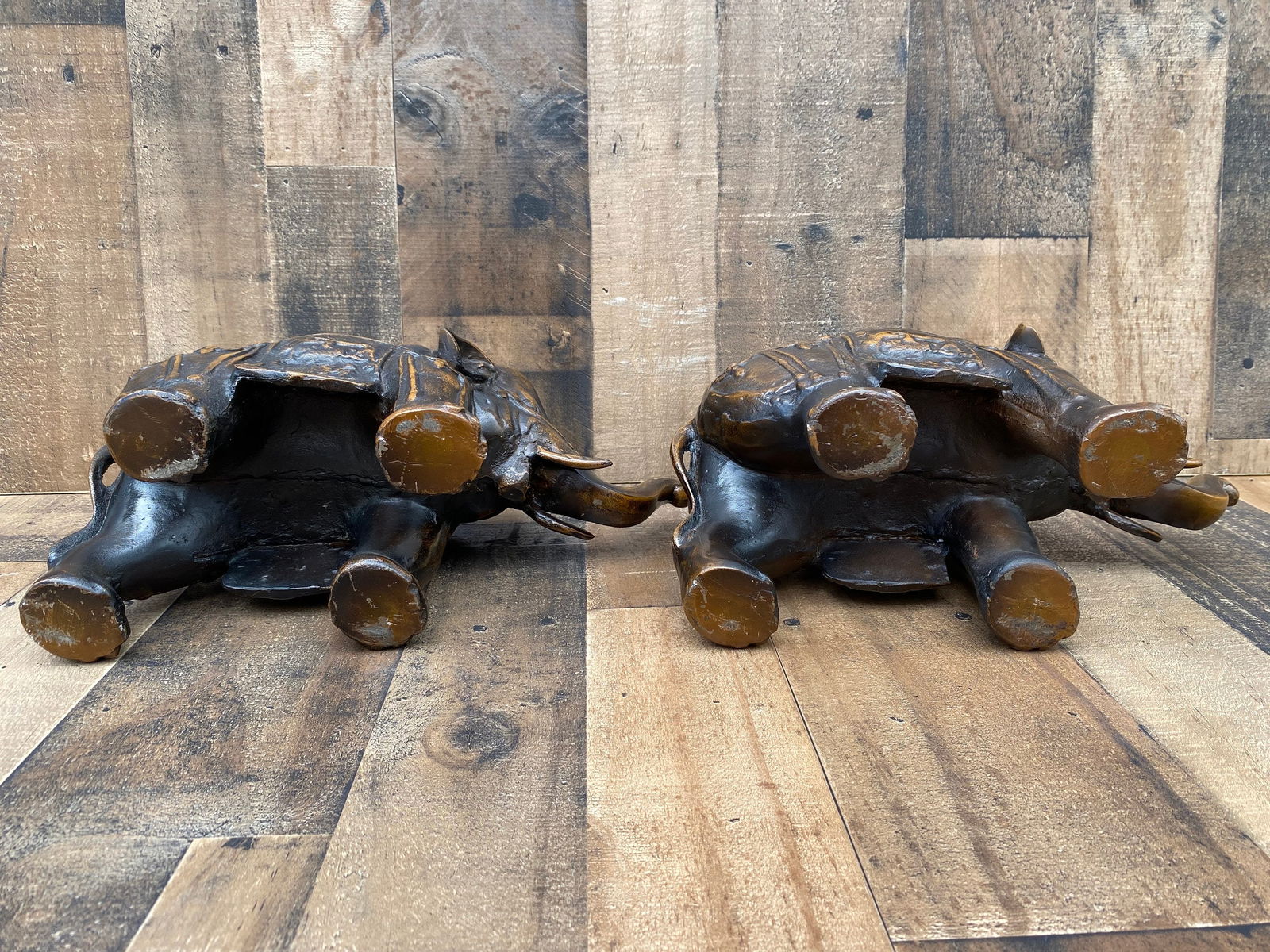 Antique Ornate Bronze Elephants - Pair - 10