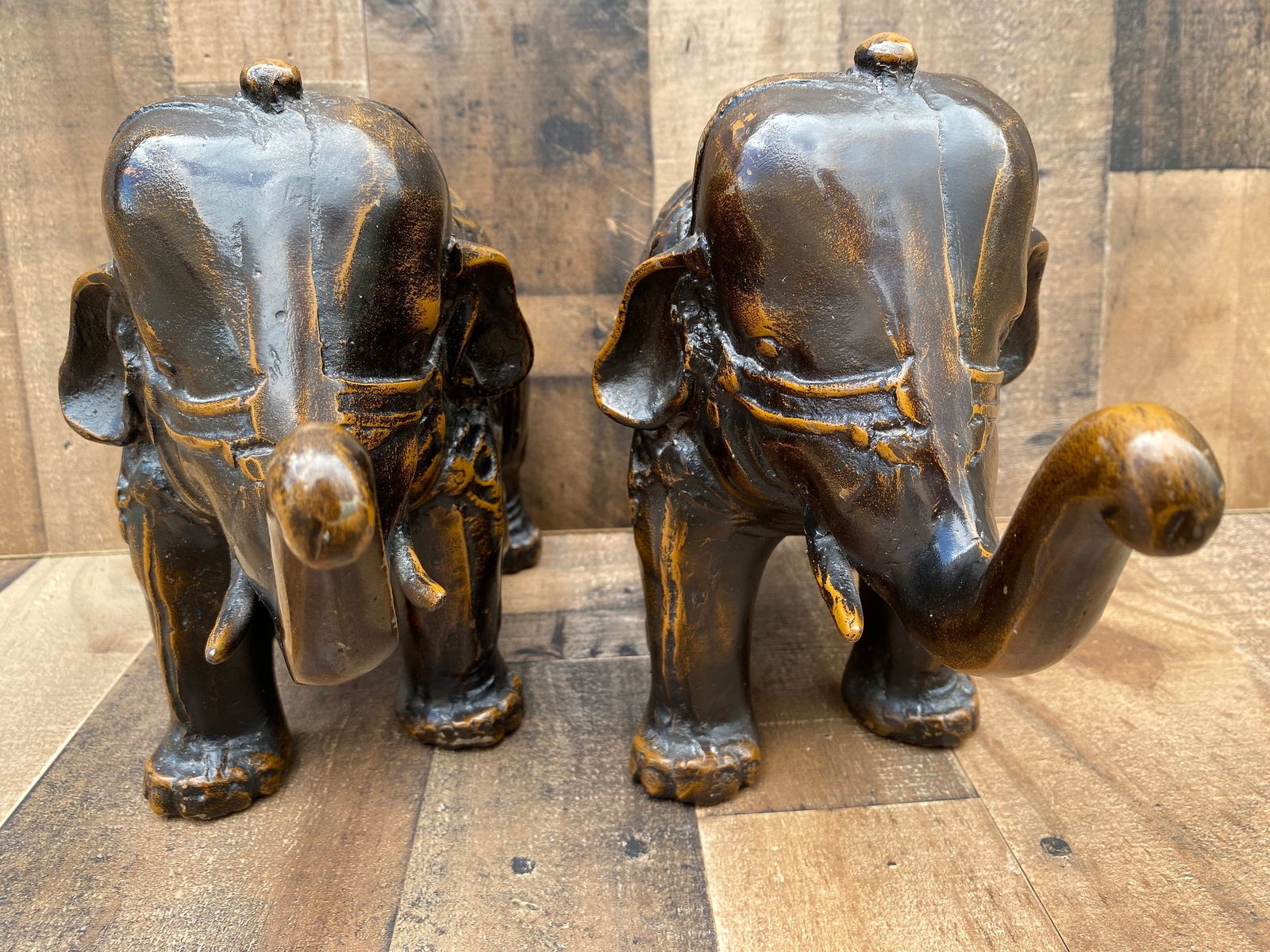 Antique Ornate Bronze Elephants - Pair - 2