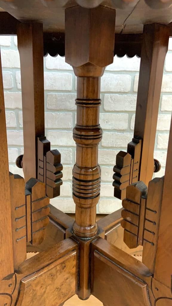Antique Victorian Eastlake Style Carved Marble Top Parlor Lamp/Accent Table - 4