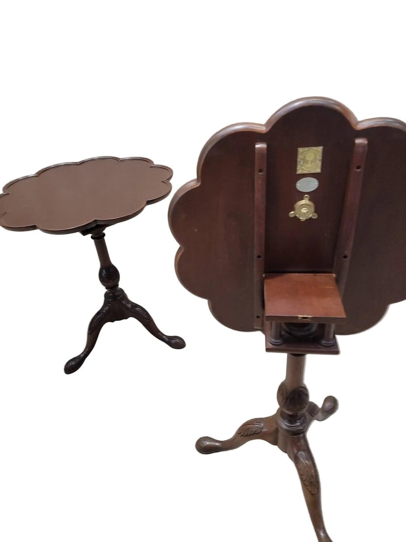 Vintage Chippendale StyleTilt Top Table by Baker - Pair - 4