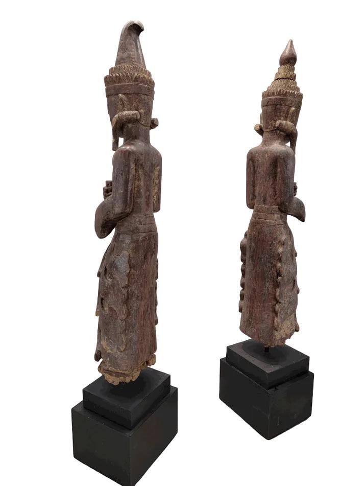 Antique Burmese Monastic Sculptures - Set of 2 - 5