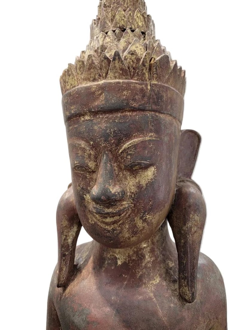 Antique Burmese Monastic Sculptures - Set of 2 - 8