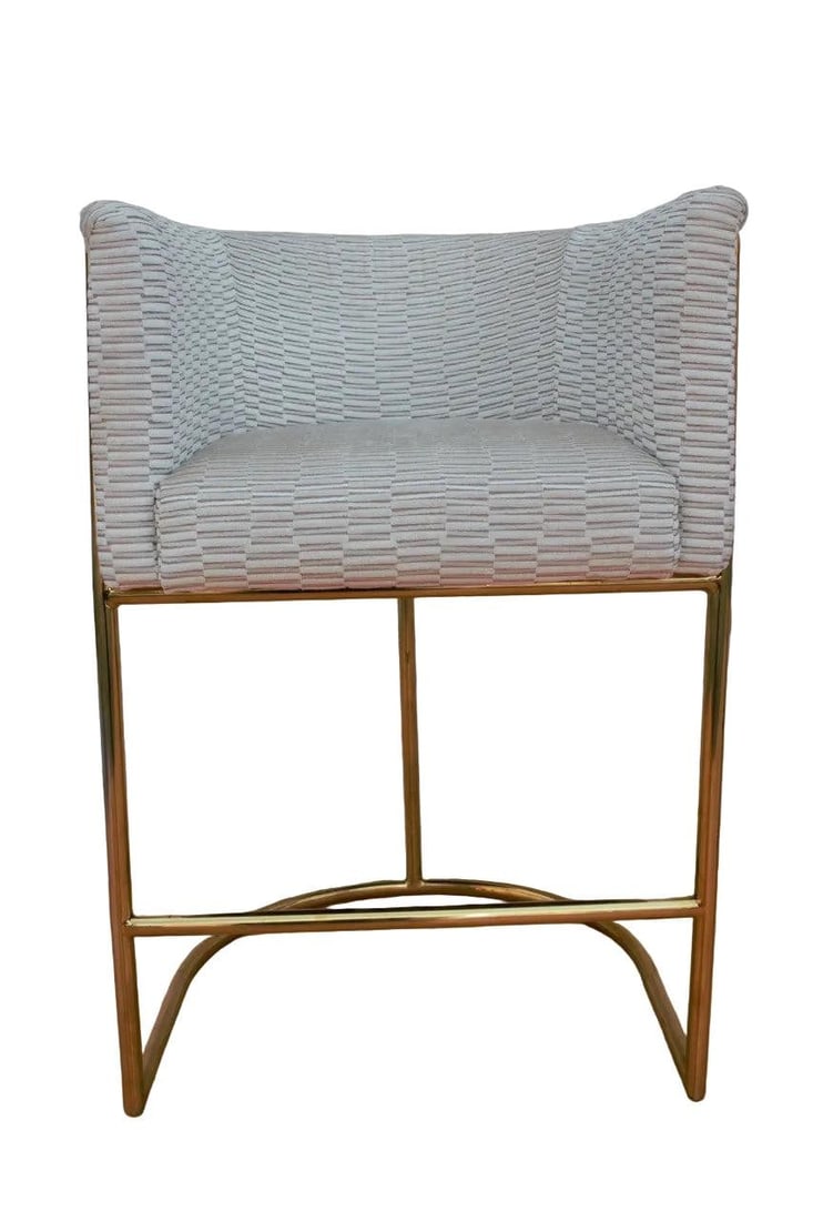 Mid Century Modern Barrel Back Bar Stools Newly Reupholstered - Set of 3 - 4