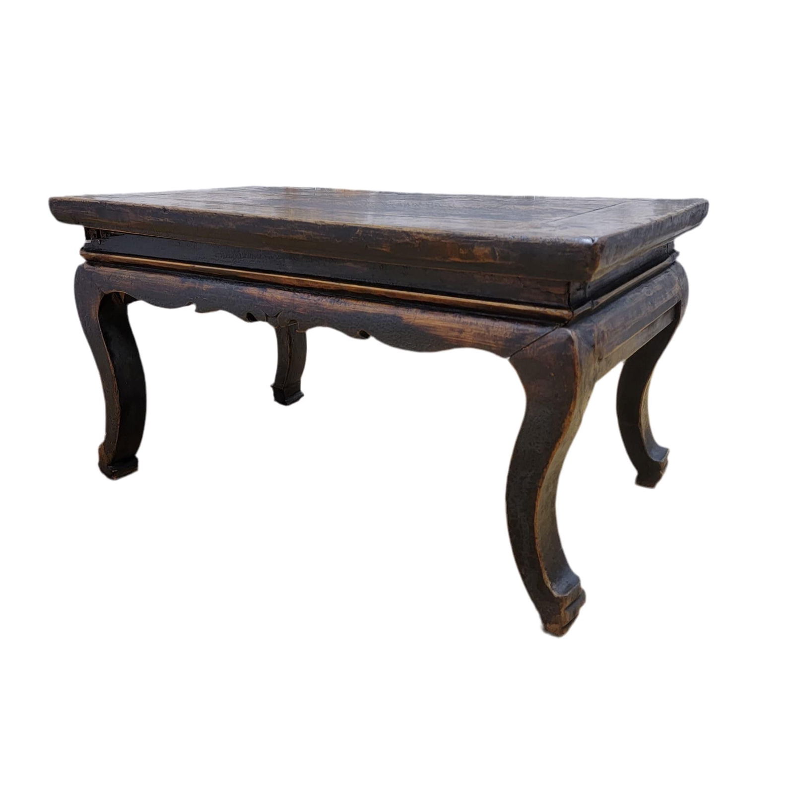 Antique Shanxi Province Elm Small Side Table with Carved Apron (1 of 9)