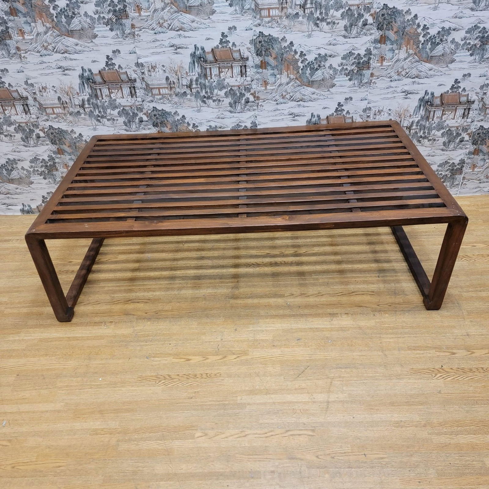 Vintage Chinese Elm Slotted Top Coffee Table: Title: Vintage Chinese Elm Slotted Top Coffee Table Description: Vintage Chinese Elm Slotted Top Coffee Table This Chinese slotted top coffee table is the perfect piece to elevate any room. Has its or