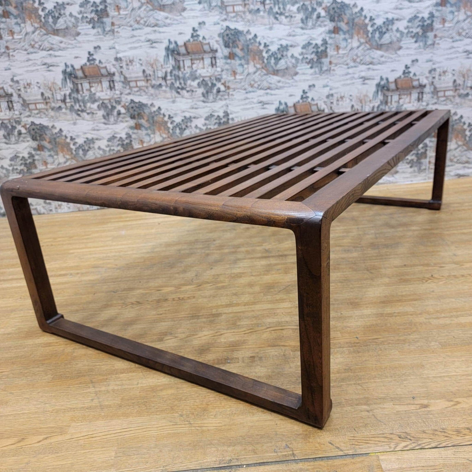 Vintage Chinese Elm Slotted Top Coffee Table - 5