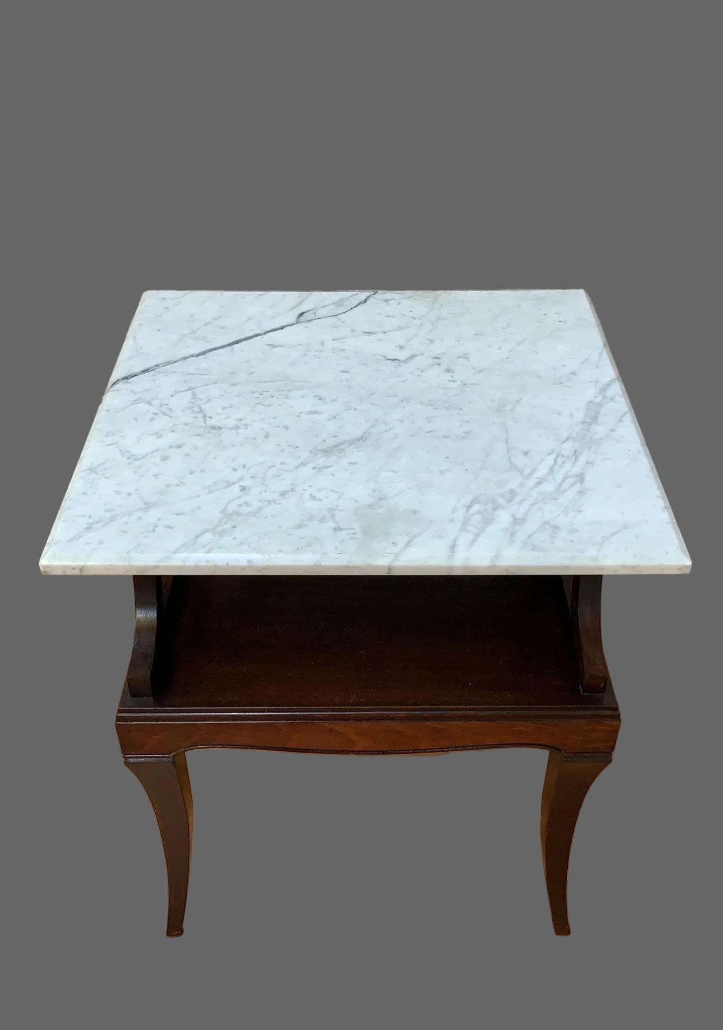Vintage Carrara Marble and Mahogany Side/End/Accent Table - 2