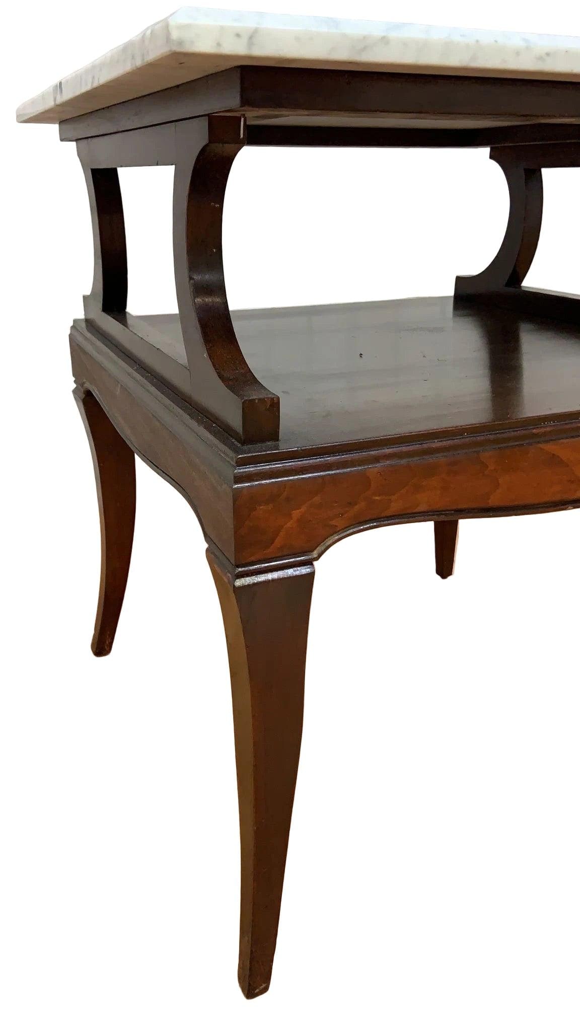Vintage Carrara Marble and Mahogany Side/End/Accent Table - 3