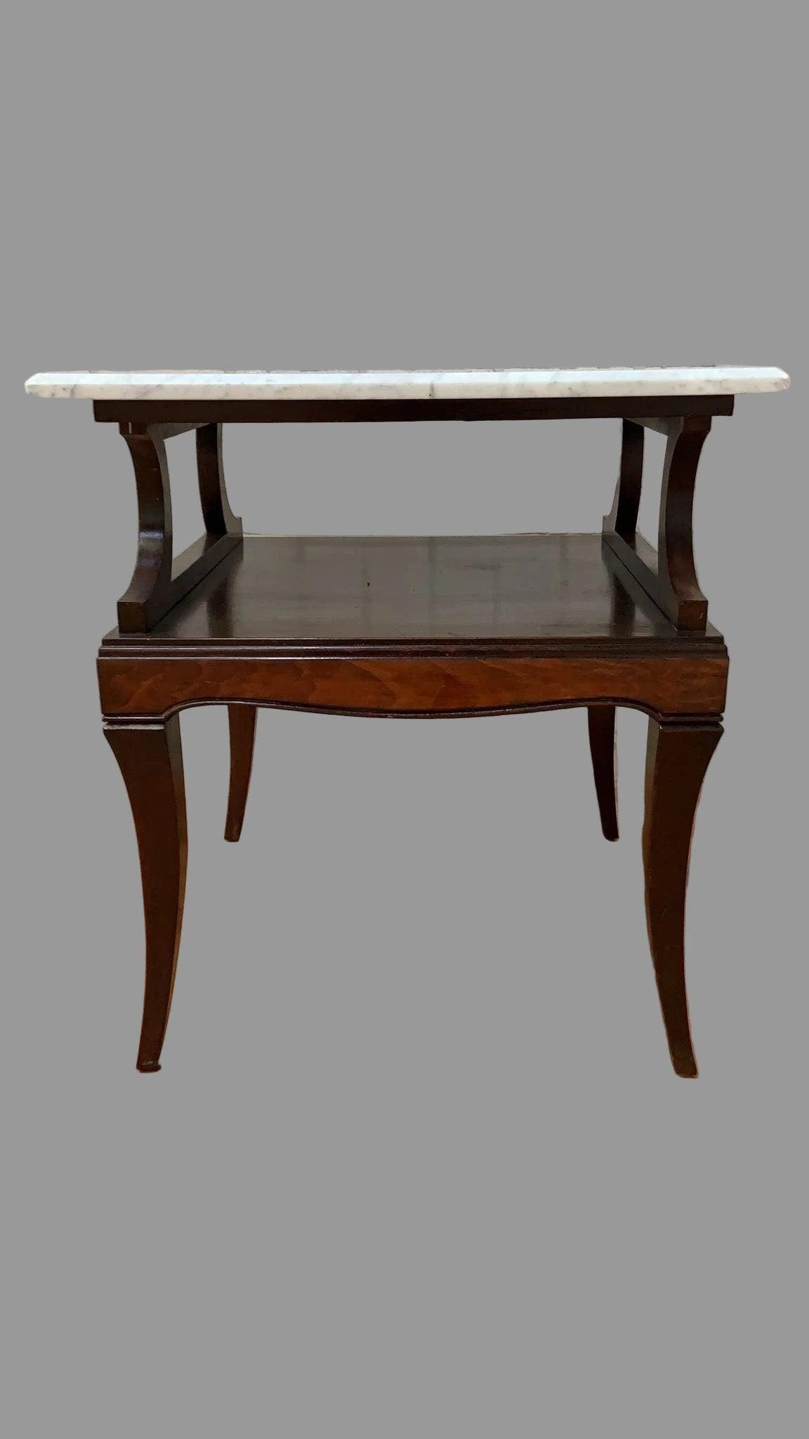 Vintage Carrara Marble and Mahogany Side/End/Accent Table - 5