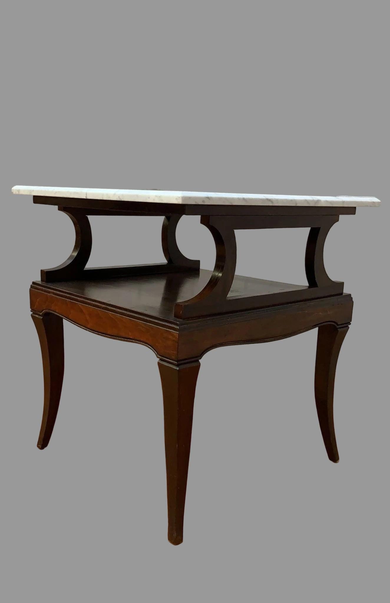 Vintage Carrara Marble and Mahogany Side/End/Accent Table - 6