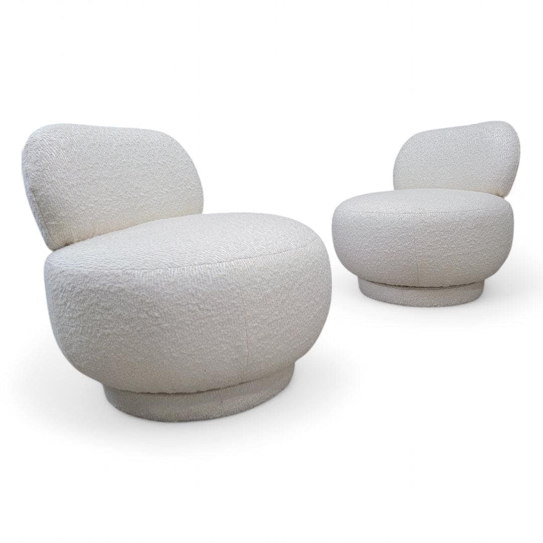 Postmodern Steve Chase Style Swivel Pouf Lounge Chair Reupholstered - Pair - 10