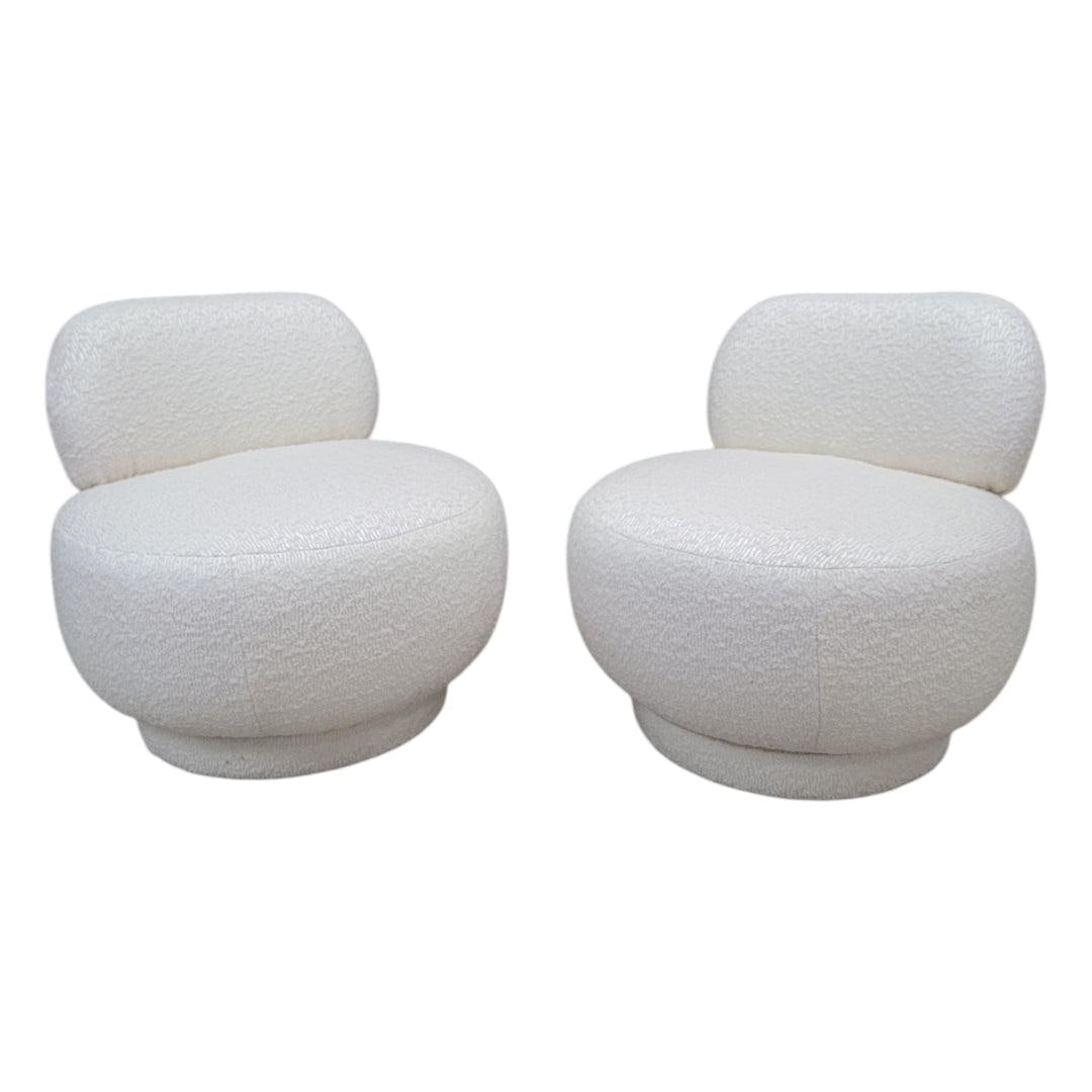 Postmodern Steve Chase Style Swivel Pouf Lounge Chair Reupholstered - Pair (1 of 10)