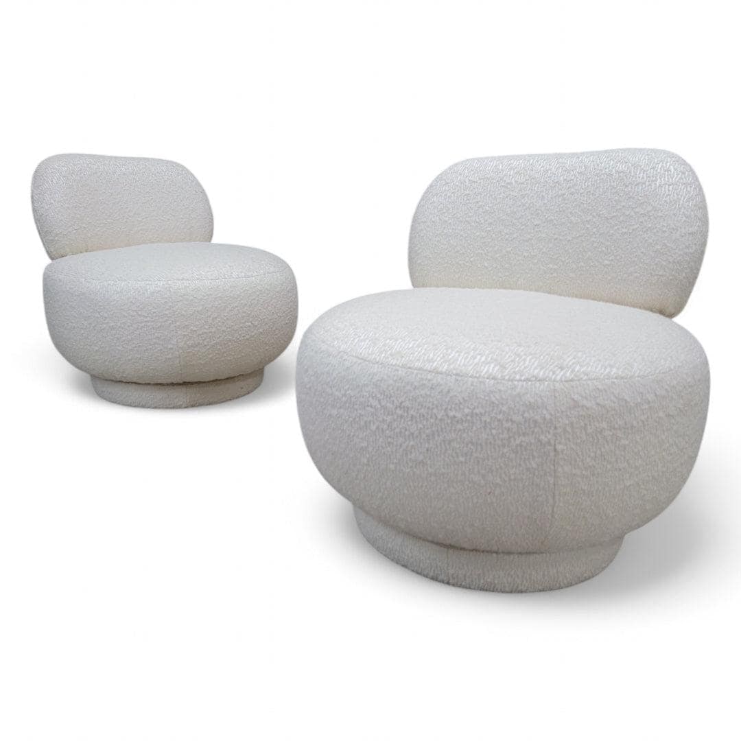 Postmodern Steve Chase Style Swivel Pouf Lounge Chair Reupholstered - Pair - 3