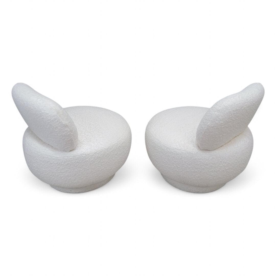 Postmodern Steve Chase Style Swivel Pouf Lounge Chair Reupholstered - Pair - 4
