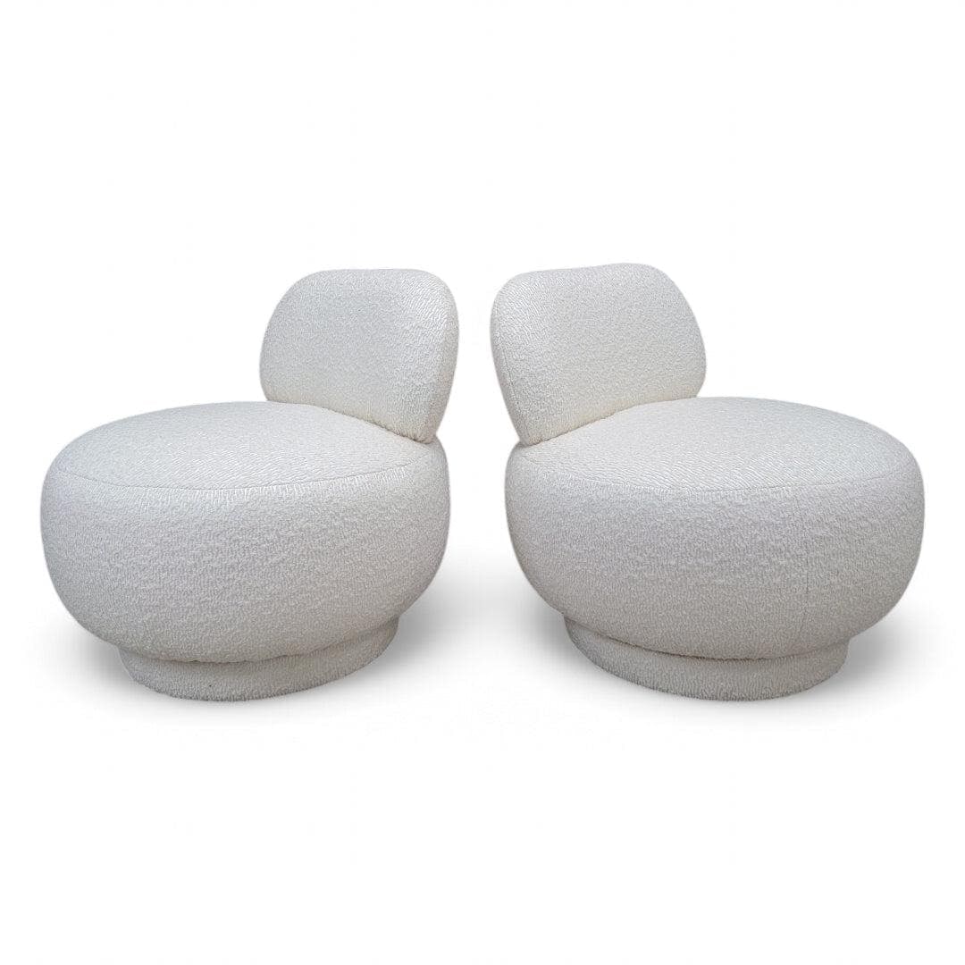 Postmodern Steve Chase Style Swivel Pouf Lounge Chair Reupholstered - Pair - 5