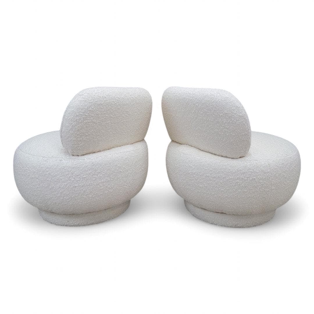 Postmodern Steve Chase Style Swivel Pouf Lounge Chair Reupholstered - Pair - 7