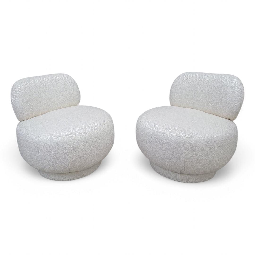 Postmodern Steve Chase Style Swivel Pouf Lounge Chair Reupholstered - Pair - 9