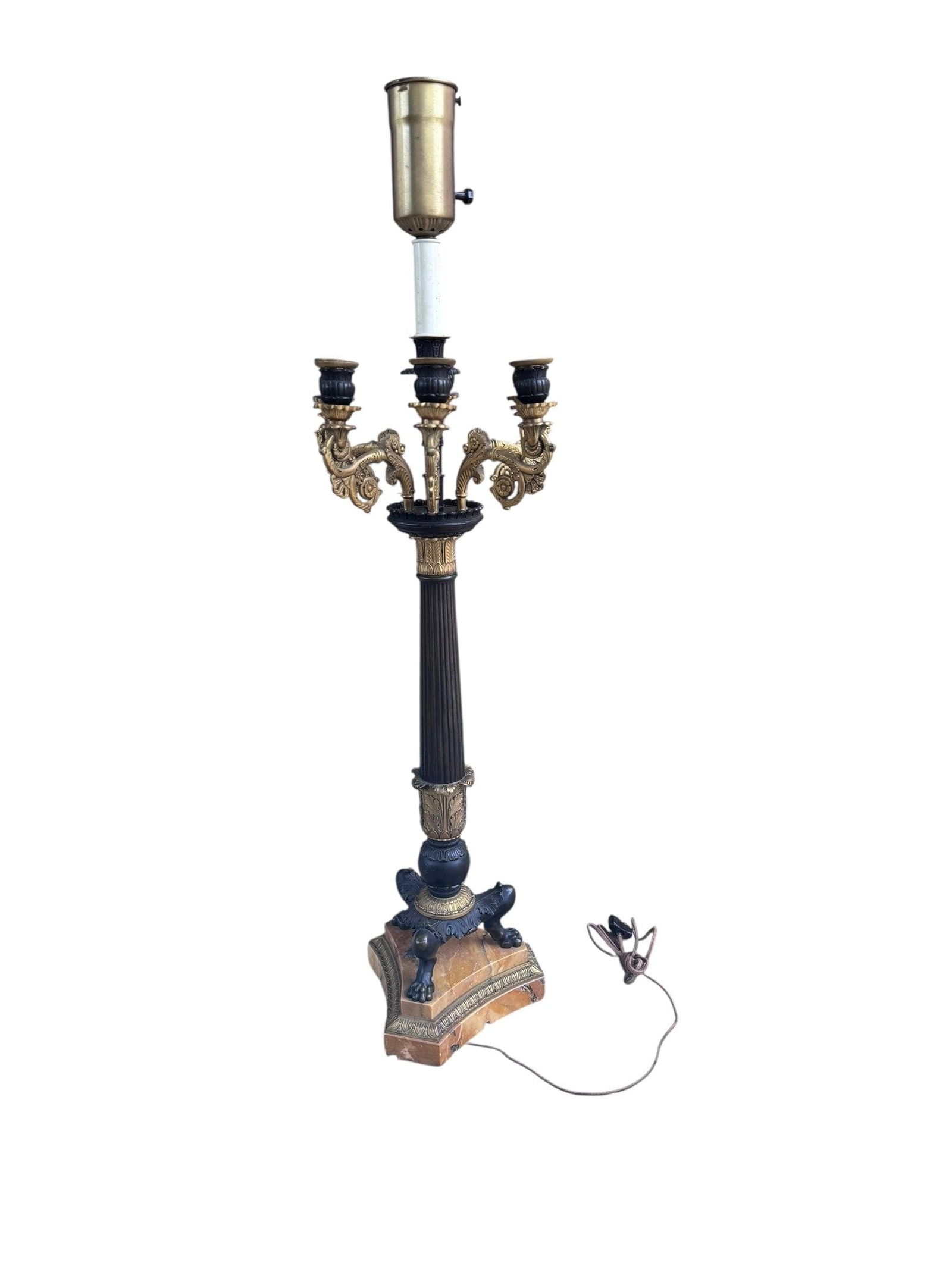 Antique 19th Century French Empire Candelabra Lamp - 6