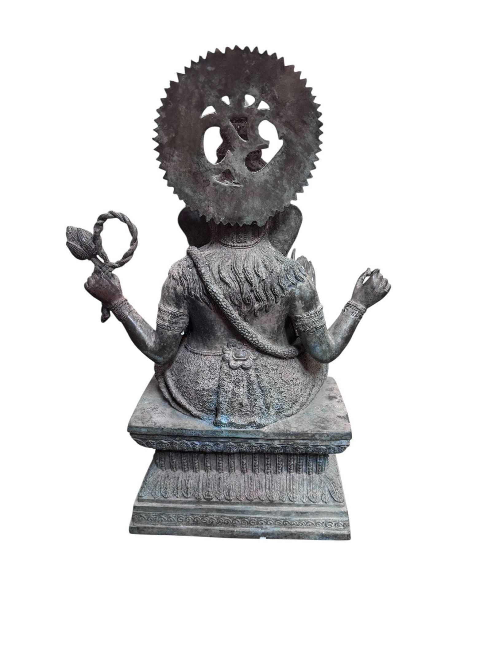 Antique Ganesha Statue Hindu Elephant God War Religious - 5