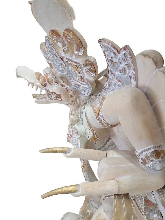 Vintage Monumental Hand Carved & Painted Polychromed Wood Imported Balinese Garuda Temple Statue - 9
