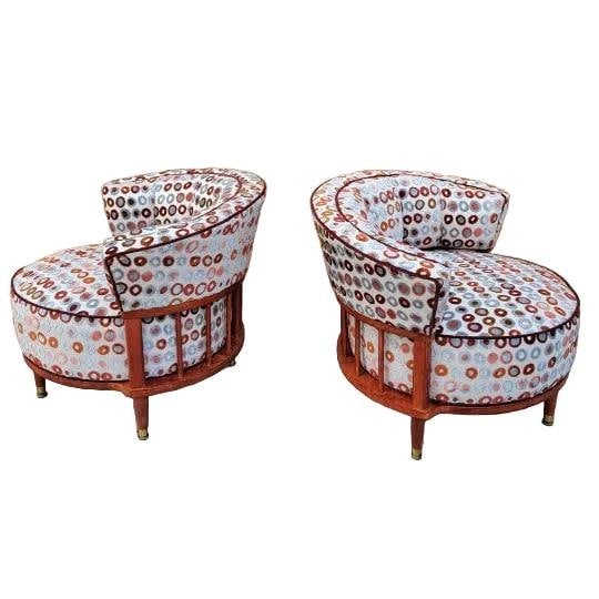 MCM Barrel Back Club Chairs Newly Reupholstered - Pair - 2