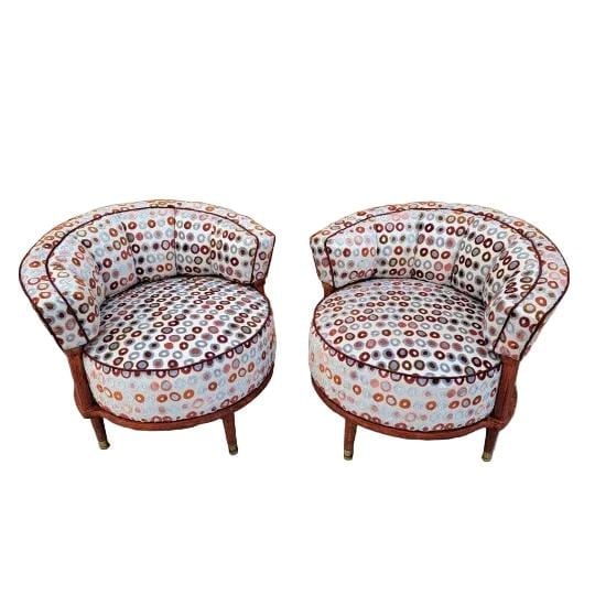 MCM Barrel Back Club Chairs Newly Reupholstered - Pair - 5