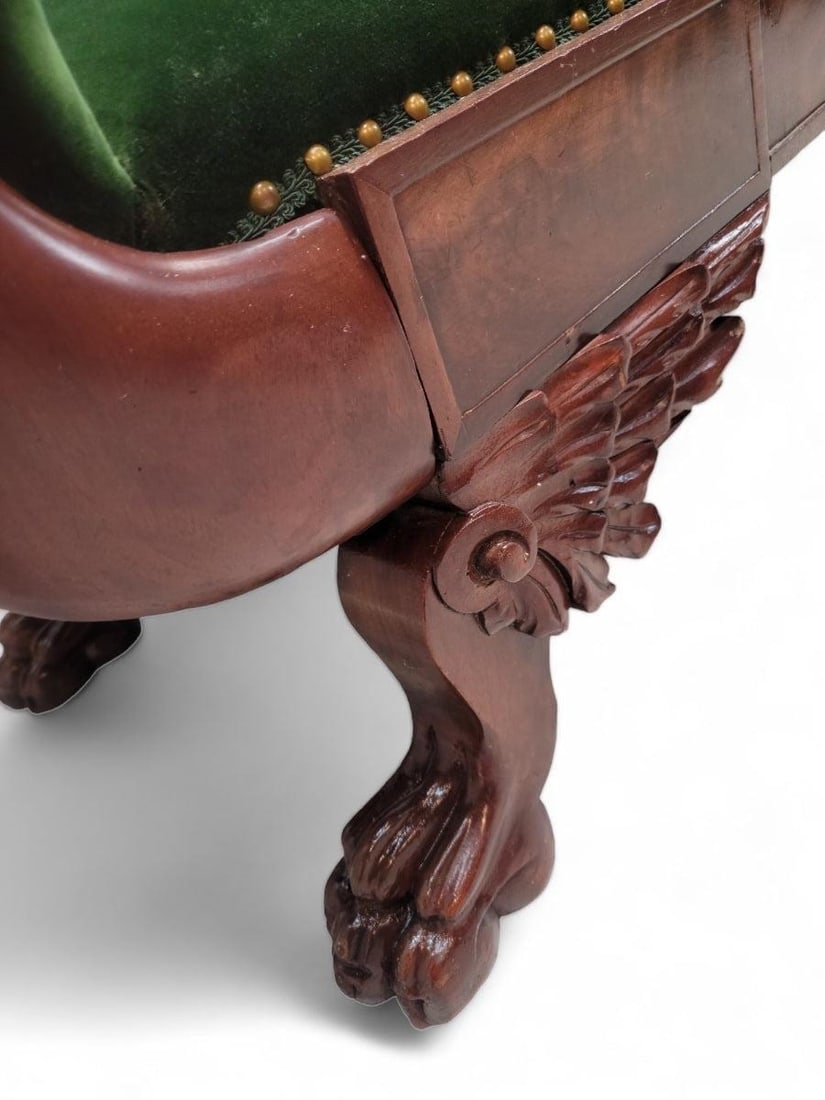 Antique Empire Style Swan Grecian Sofa Newly Reupholstered - 7