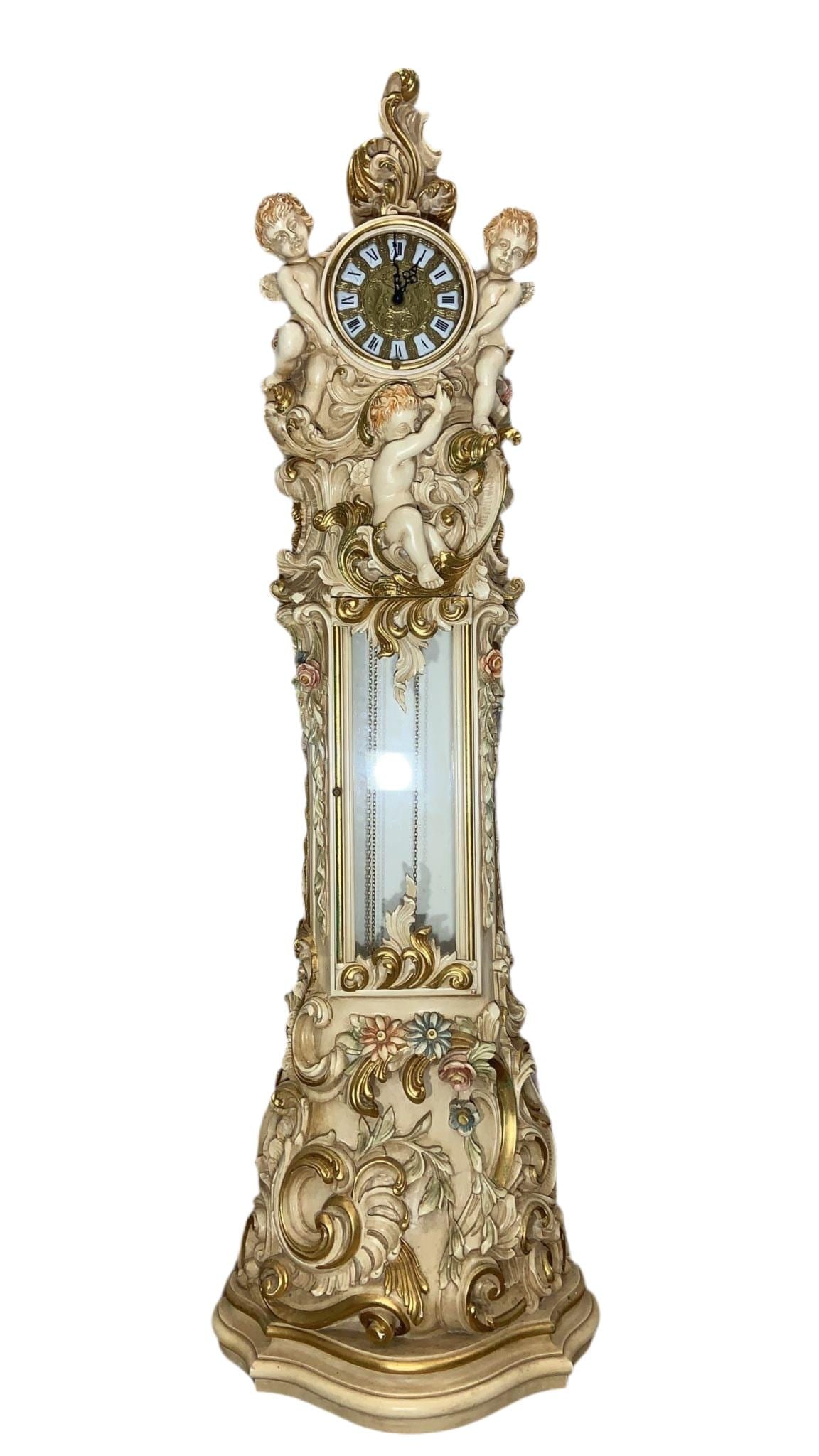 Vintage Italian Rococo Figural Grandfathers Clock - 8