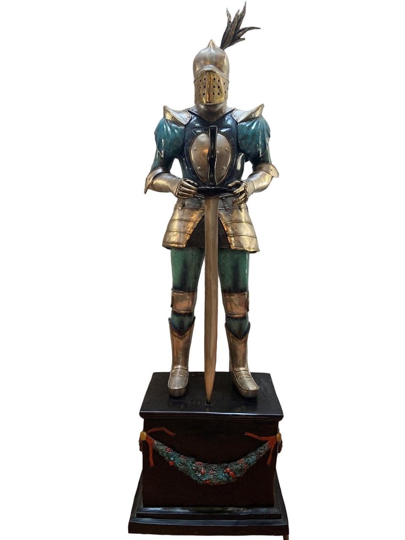 Vintage Life-Size Medieval Bronze Knight Statues ? Pair - 3