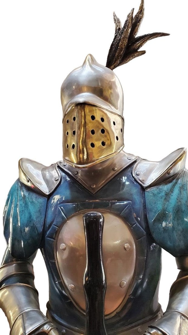 Vintage Life-Size Medieval Bronze Knight Statues ? Pair - 7