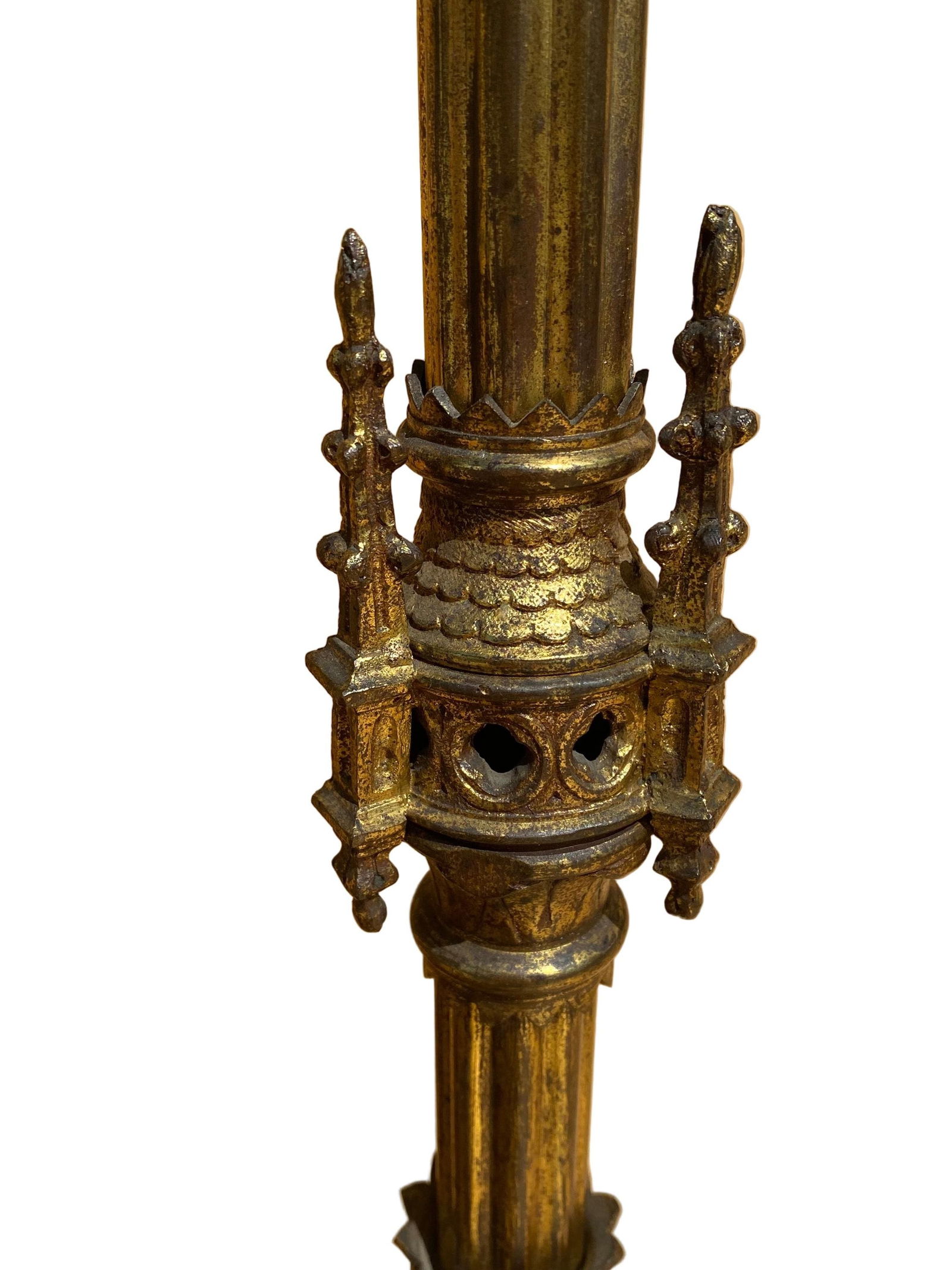 Antique French Neogothic Altar Torch?re Candlestick Set - 5