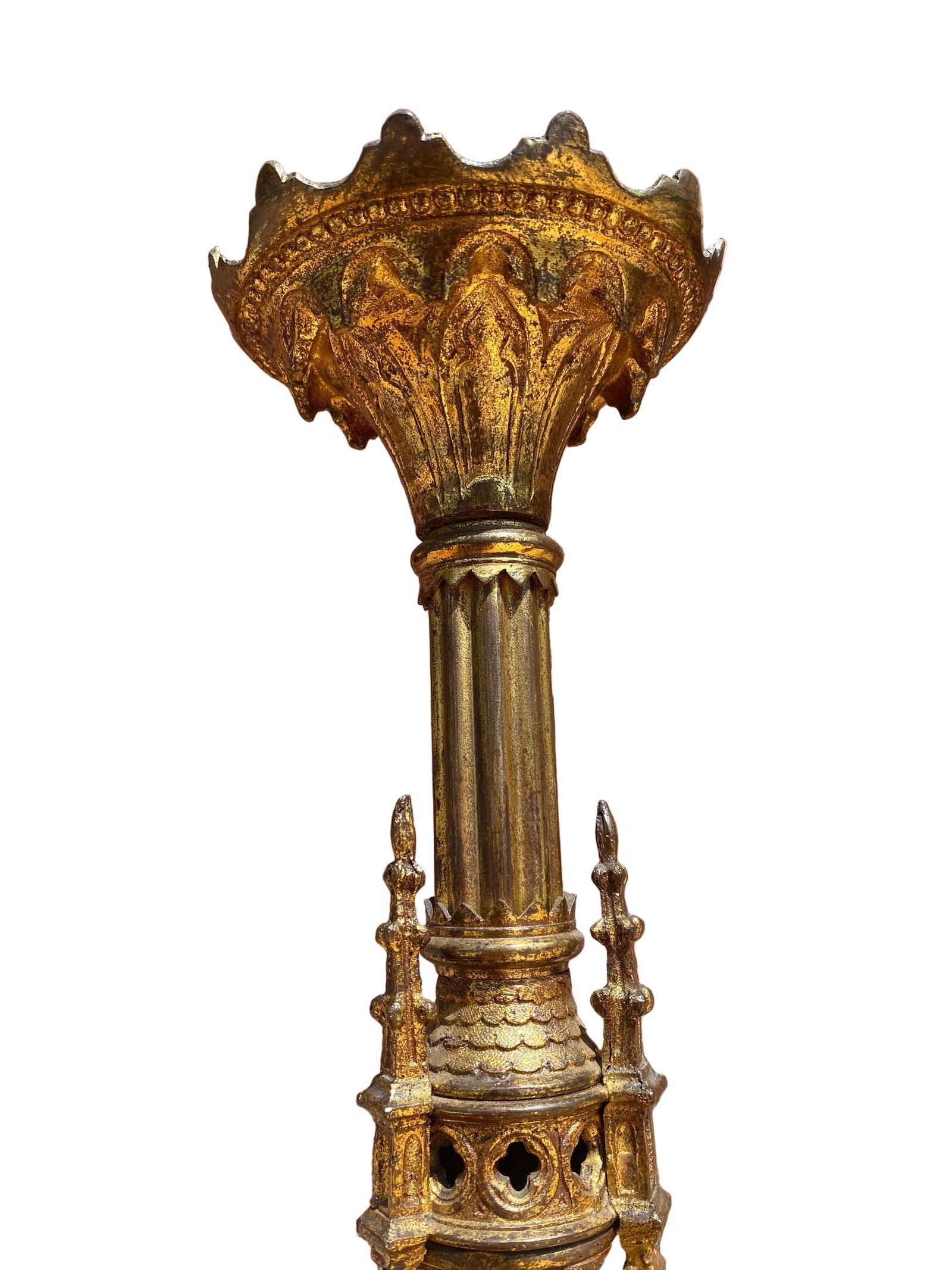Antique French Neogothic Altar Torch?re Candlestick Set - 8