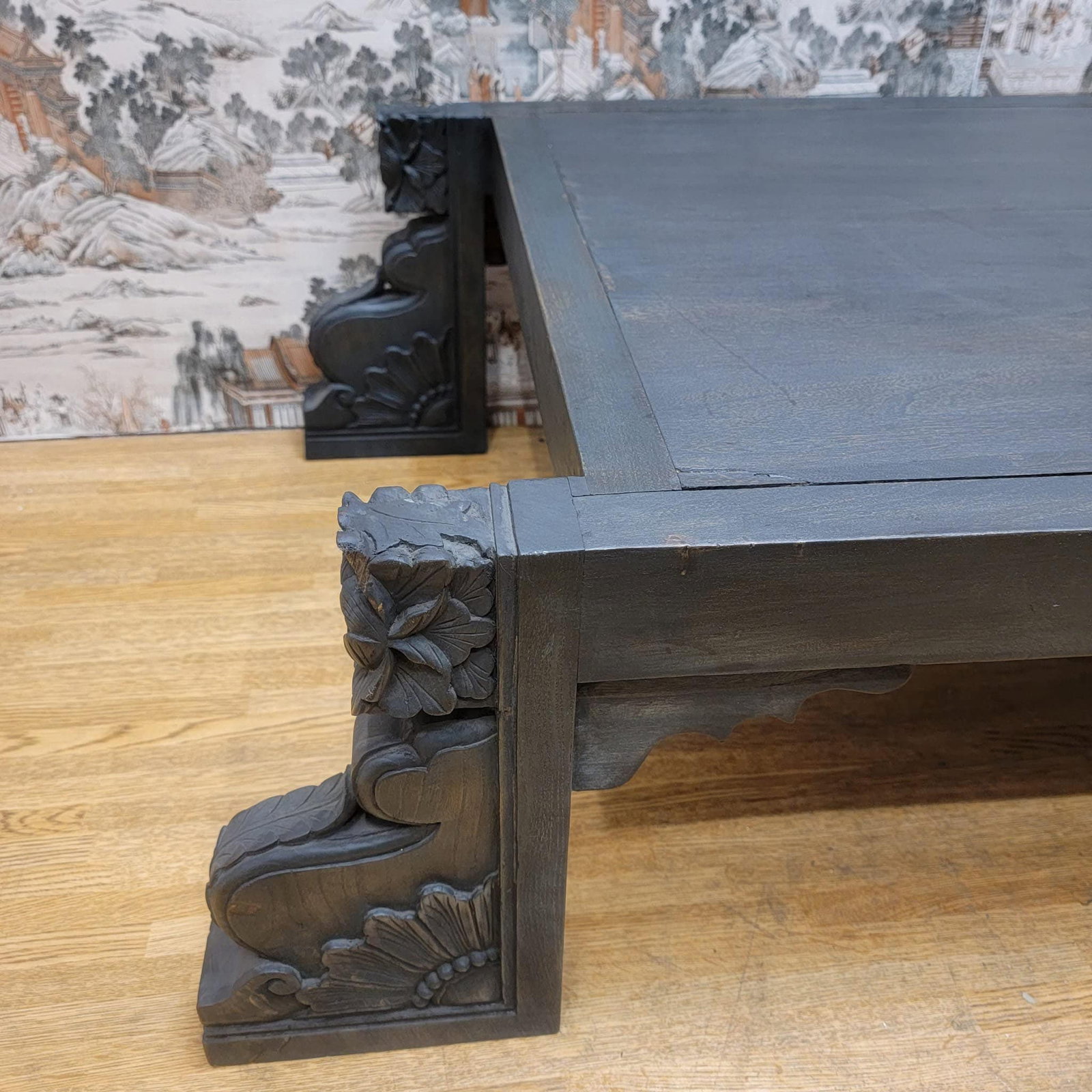 Vintage Chinese Carved Elm Coffee Table - 5