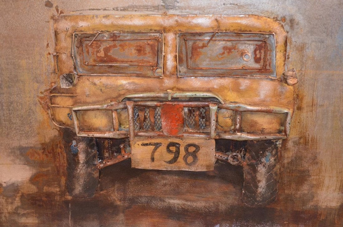 Industrial Handmade Metal 3D Relief Image Hummer Wall Art - 3