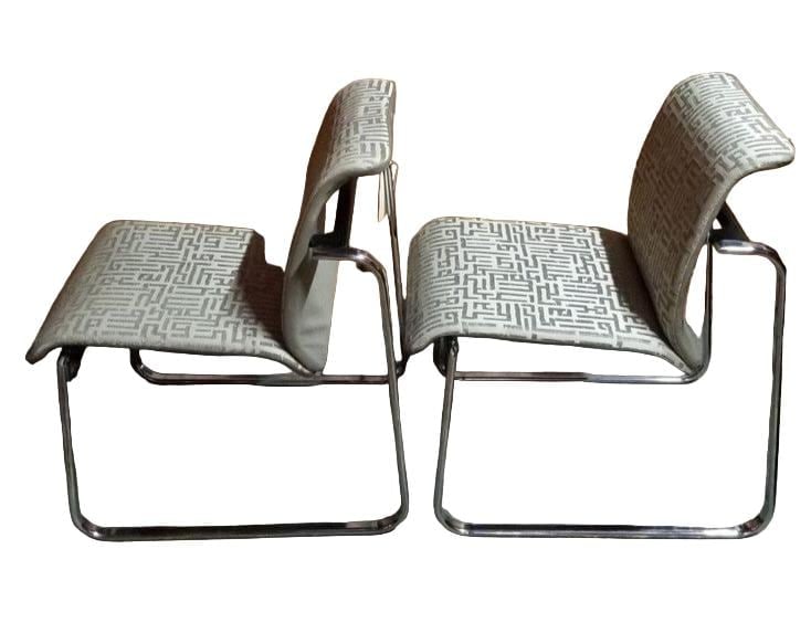 MCM Chrome Tubular Chairs by Peter Protzman Newly Reupholstered - Pair - 3