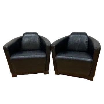 MCM Nicoletti Calia Salotti Black Leather Chairs - Pair: Title: MCM Nicoletti Calia Salotti Black Leather Chairs - Pair Description: Vintage Mid Century Modern Italian Nicoletti Calia Salotti Black Leather Chairs - Pair These club chairs have a sleek