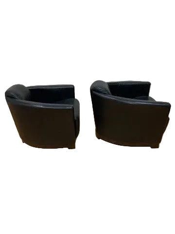 MCM Nicoletti Calia Salotti Black Leather Chairs - Pair - 3