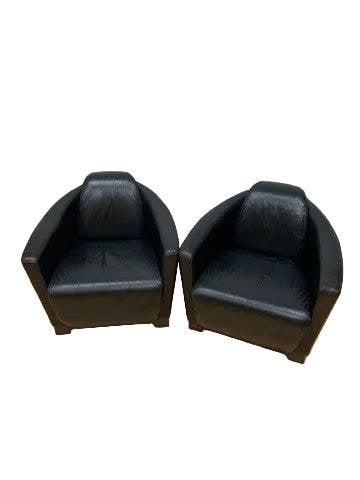 MCM Nicoletti Calia Salotti Black Leather Chairs - Pair - 7