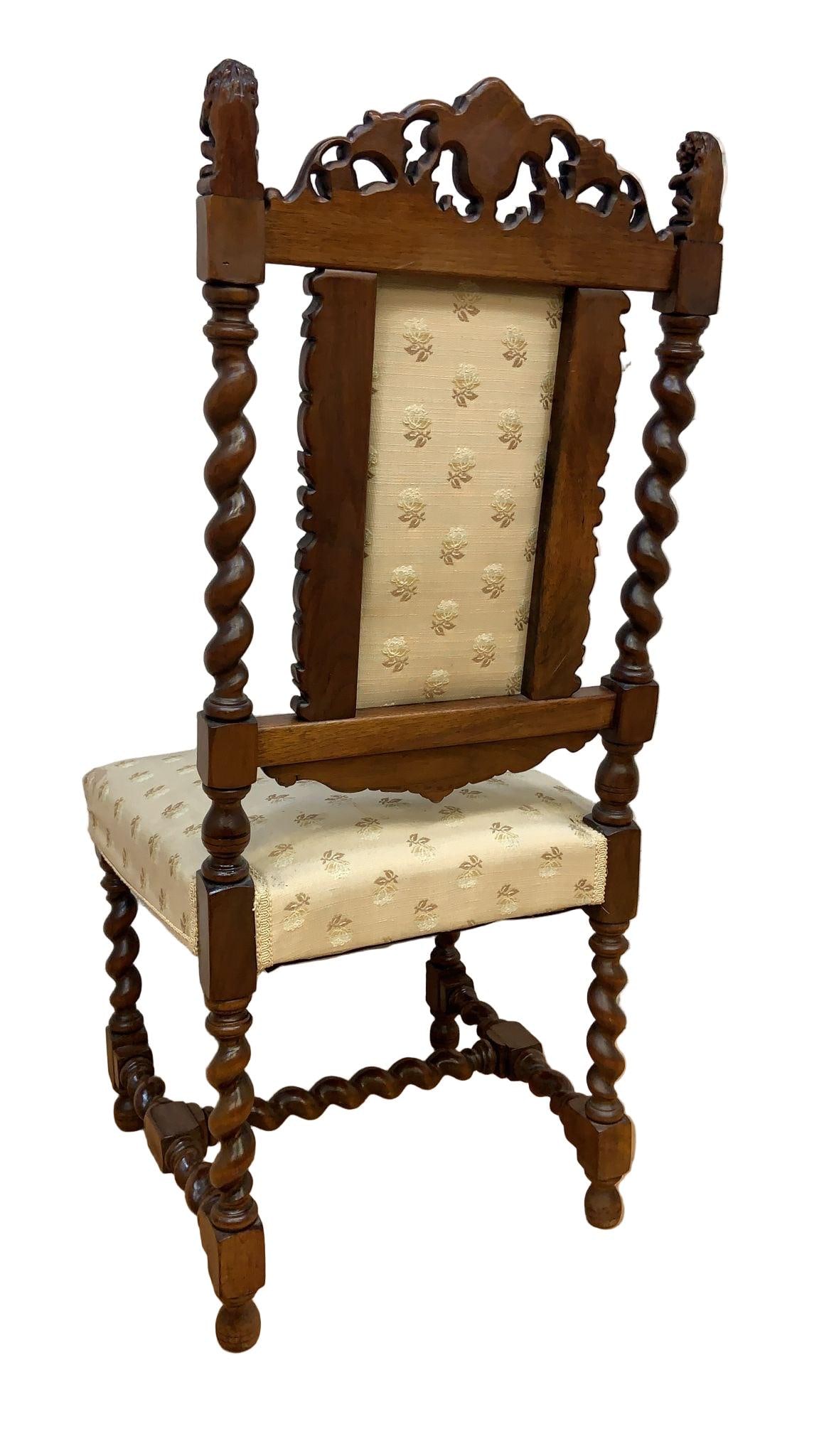 Antique French Jacobean Revival Renaissance Style Dining Chairs - 8 - 3