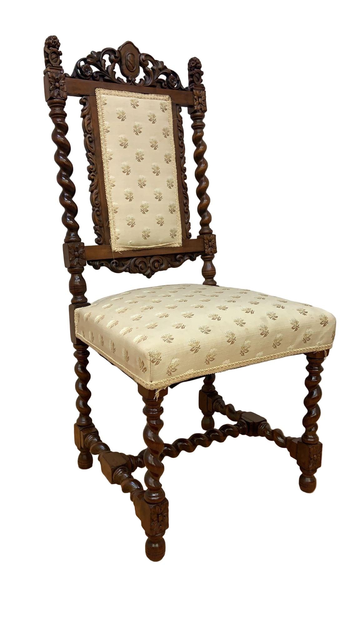 Antique French Jacobean Revival Renaissance Style Dining Chairs - 8 - 5