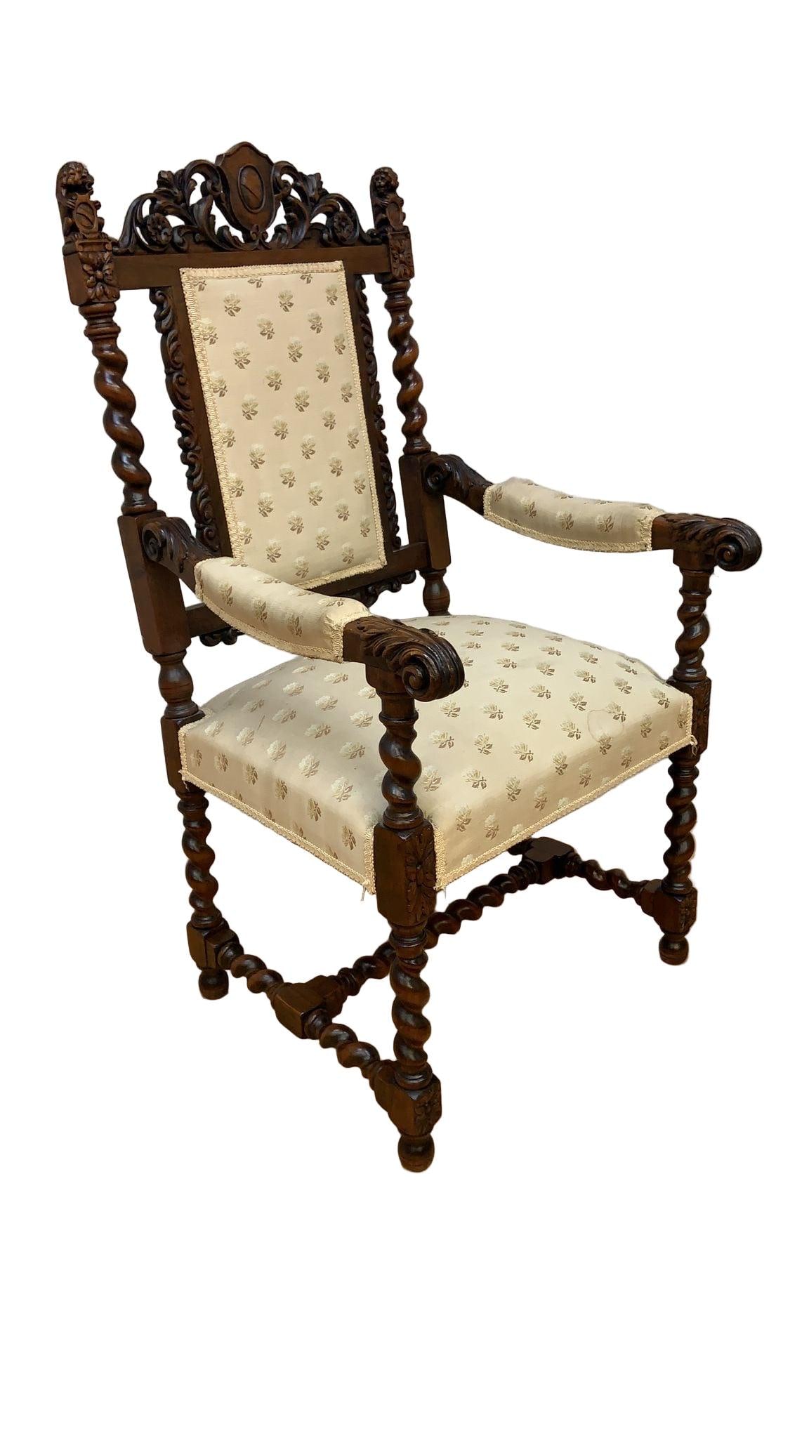 Antique French Jacobean Revival Renaissance Style Dining Chairs - 8 - 8