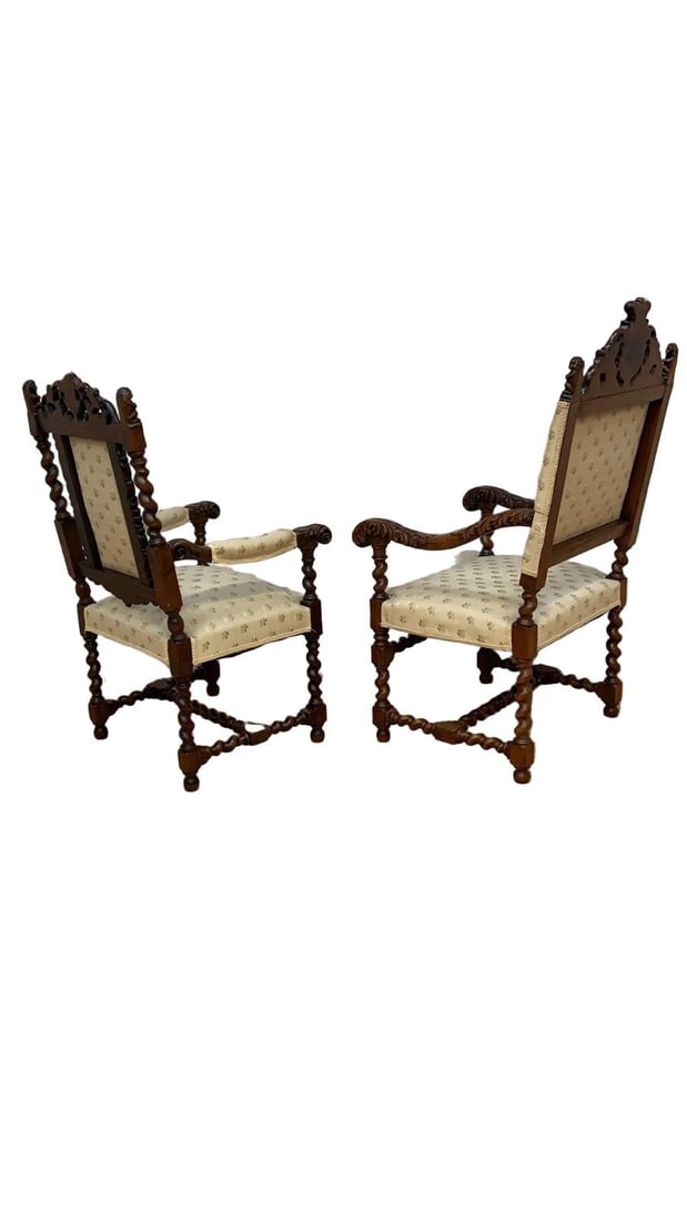 Antique French Jacobean Revival Renaissance Style Dining Chairs - 8 - 9