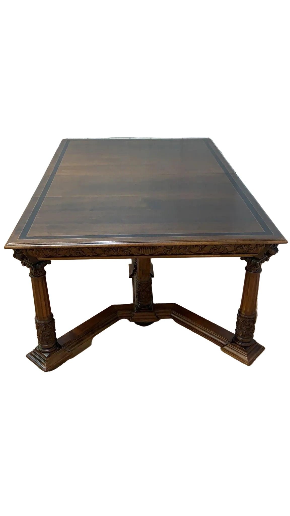 Antique Revival Style Carved Extending Dining Table - 2