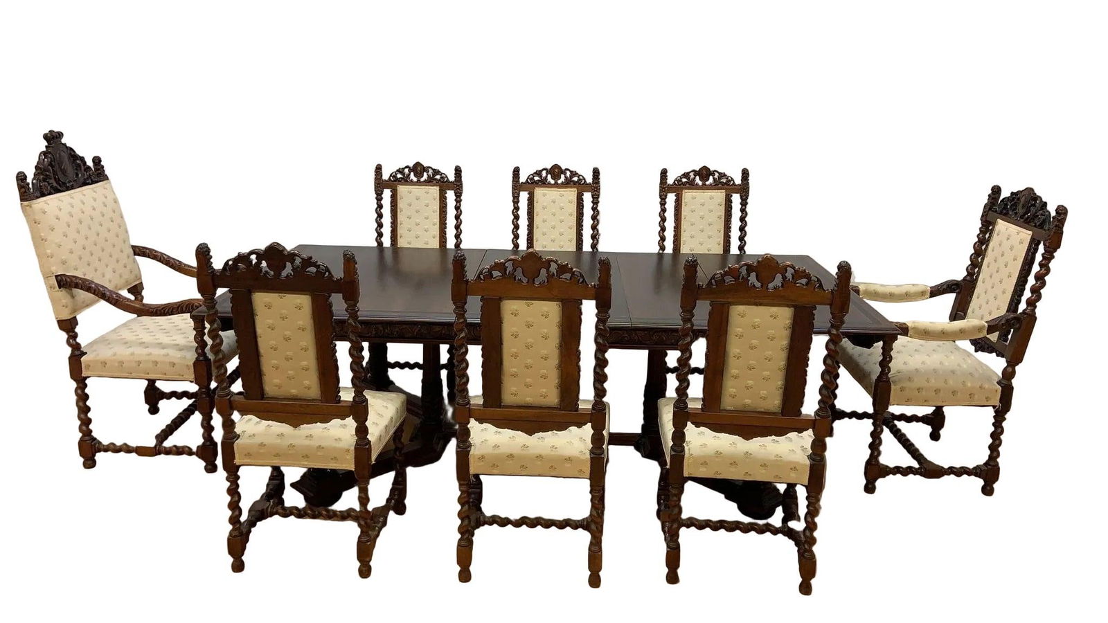 Antique Revival Style Carved Extending Dining Table - 7
